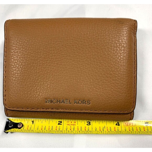 Michael Kors Brown Wallet Small Tri-fold Pebbled Leather 3" x 4" - Picture 3 of 8